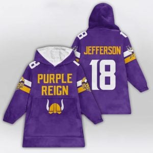 Jefferson 18 Vikings Purple Reign Blanket Hoodie