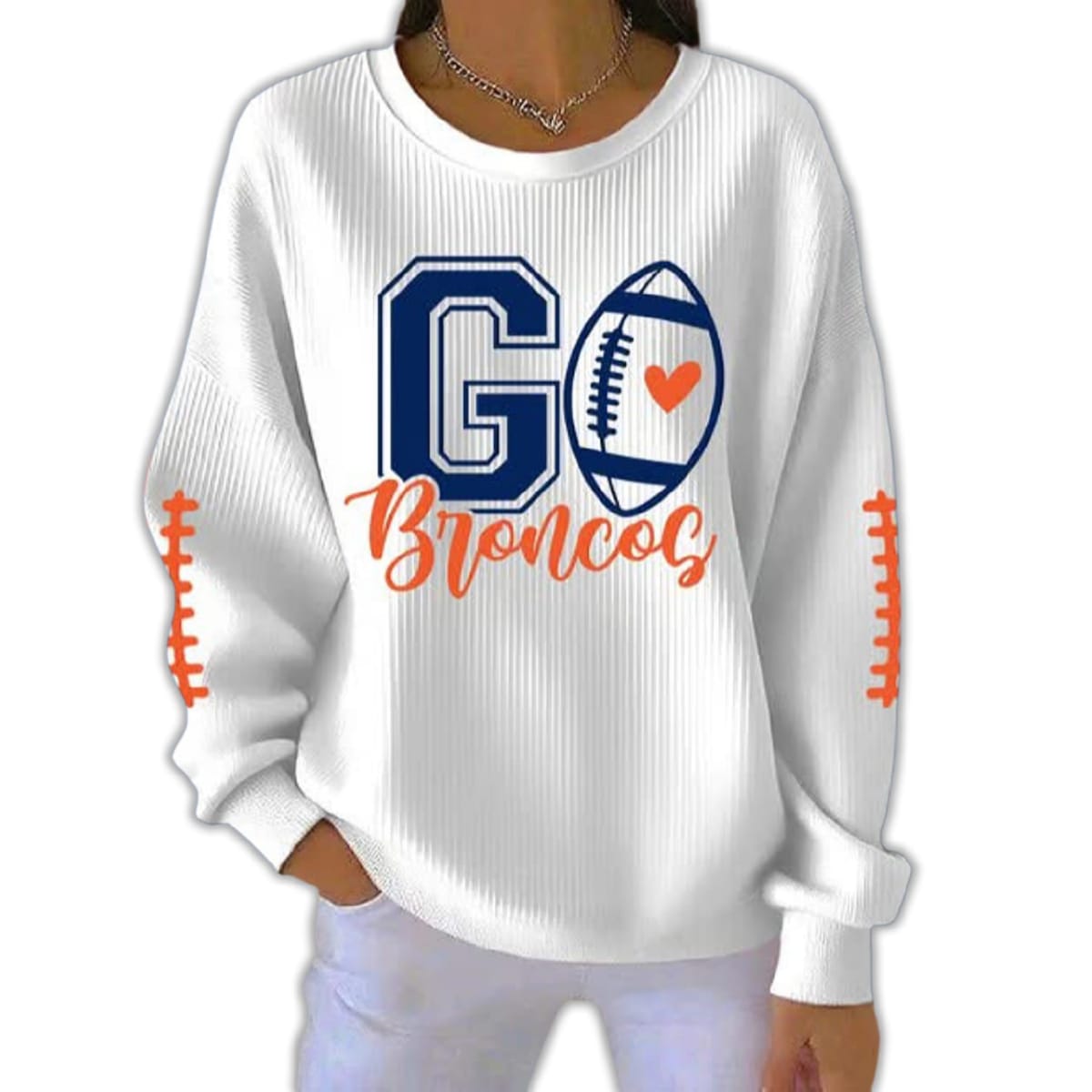 Go Broncos Pit Striped Sweatshirt Go Broncos Pit Striped Sweatshirt