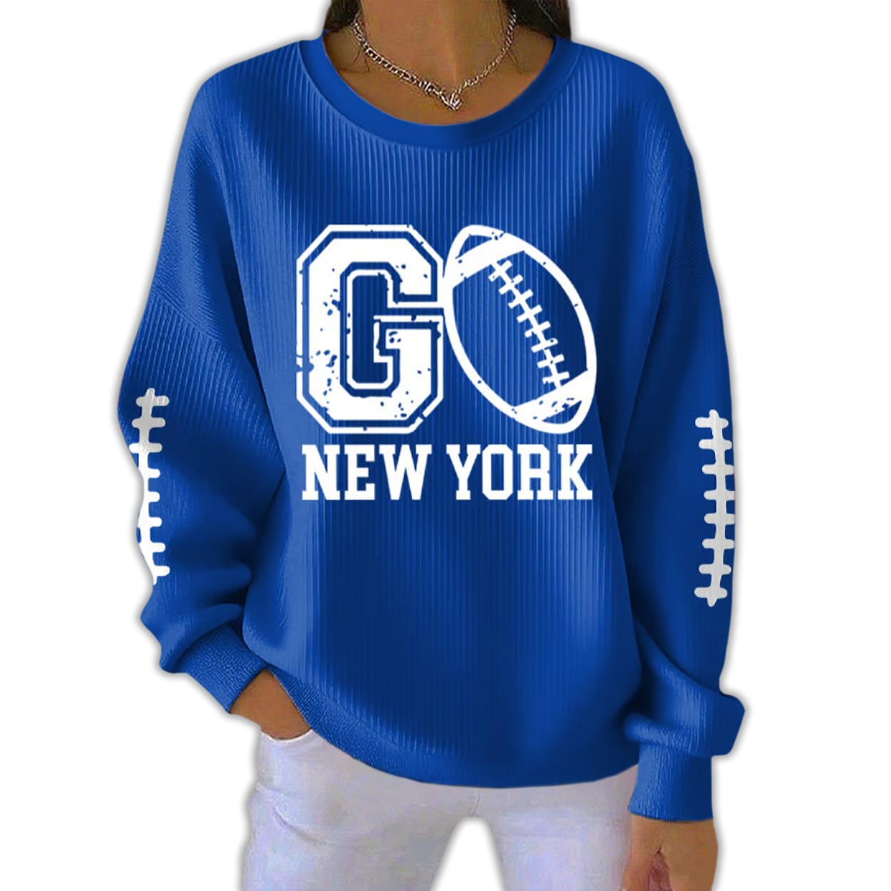 Go New York Football Pit Striped Sweatshirt Go New York Football Pit Striped Sweatshirt