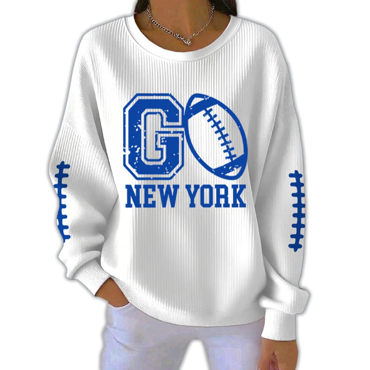 Go New York Football Pit Striped Sweatshirt Go New York Football Pit Striped Sweatshirt