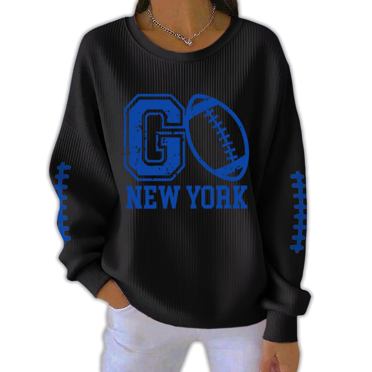 Go New York Football Pit Striped Sweatshirt Go New York Football Pit Striped Sweatshirt