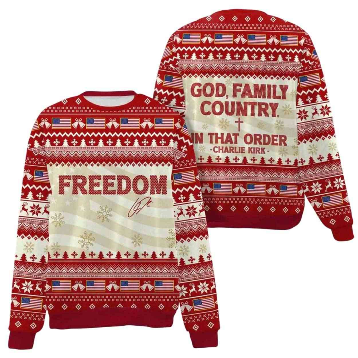 God Family Country In That Order Charlie Kirk Ugly Christmas Sweater God Family Country In That Order Charlie Kirk Ugly Christmas Sweater