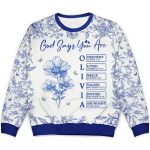 2025 God Says I Am Toile De Jouy Flower Personalized Ugly Christmas Sweater