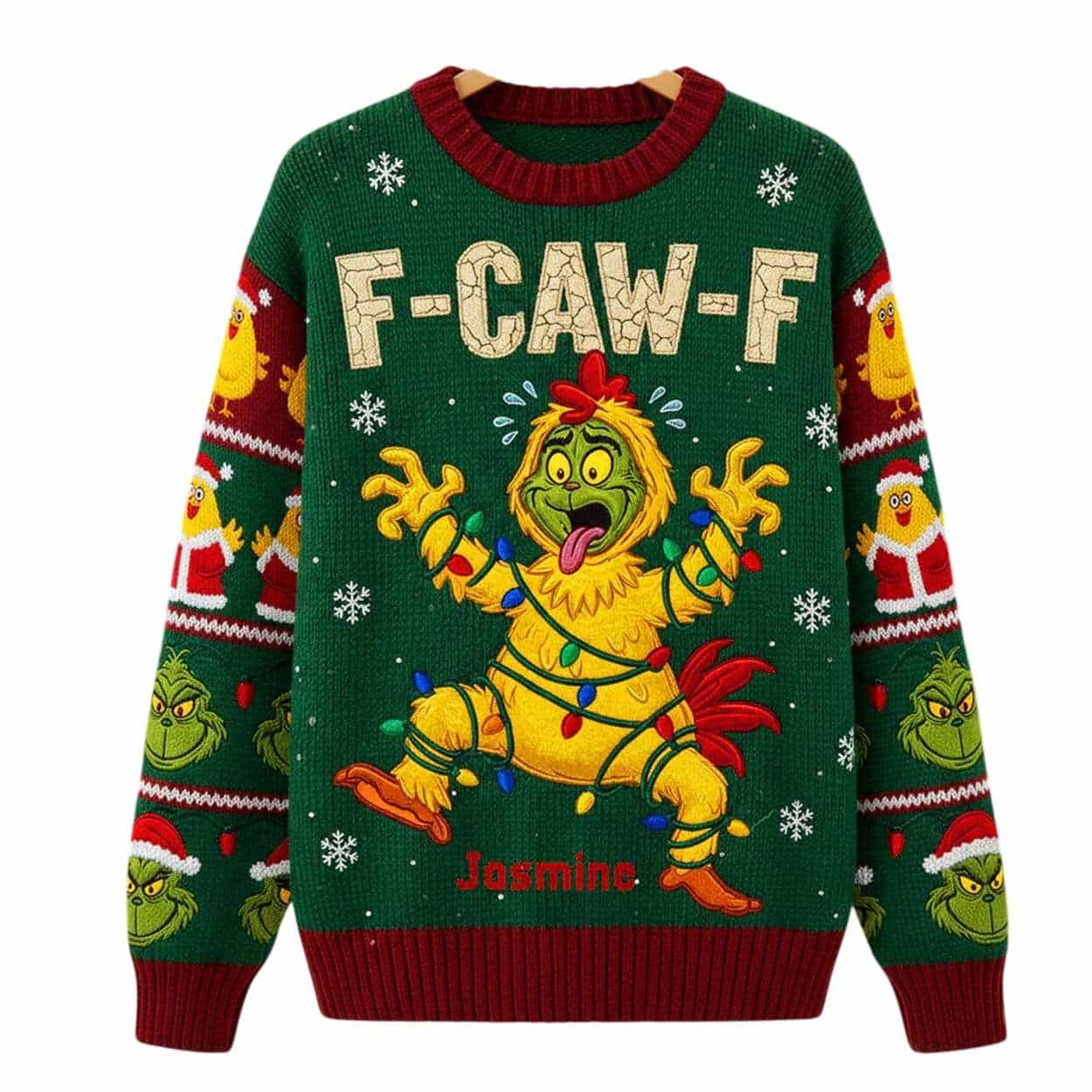 Grnch F Caw F Chicken Christmas Ugly Sweater Grnch F-Caw-F Chicken Christmas Ugly Sweater