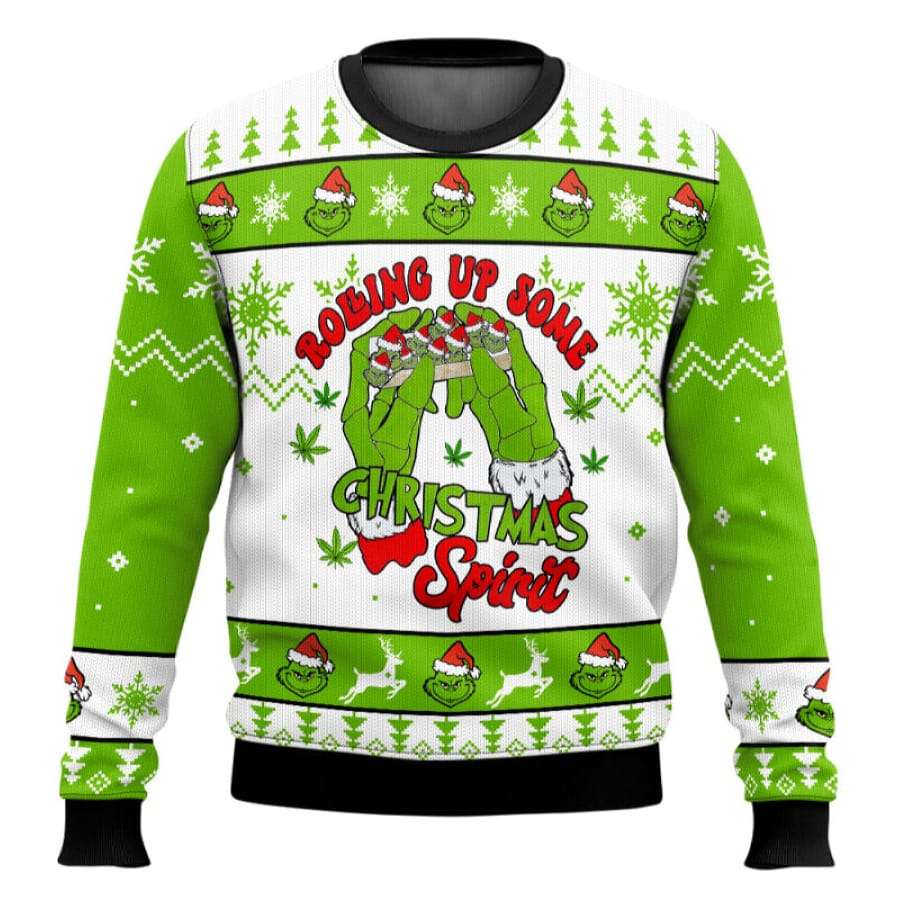 Grnch Rolling Up Some Christmas Spirit Ugly Christmas Sweater Grnch Rolling Up Some Christmas Spirit Ugly Christmas Sweater