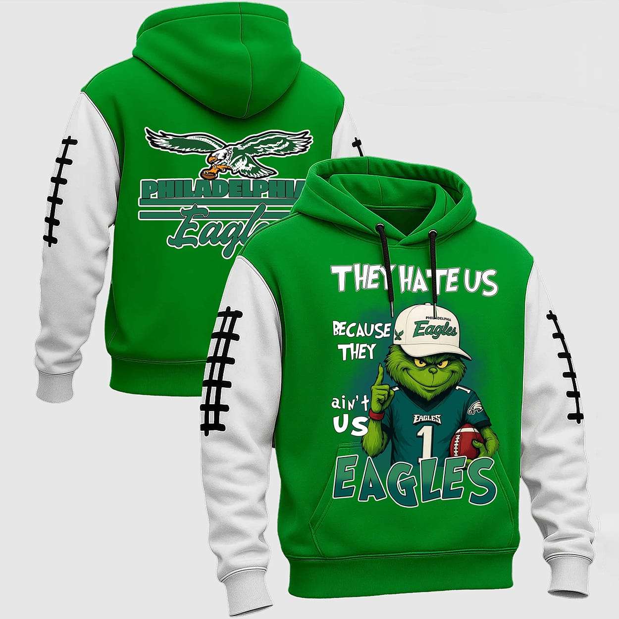 Grnch They Hate US Because They Aint US Eagles Christmas Hoodie Grnch They Hate US Because They Ain't US Eagles Christmas Hoodie