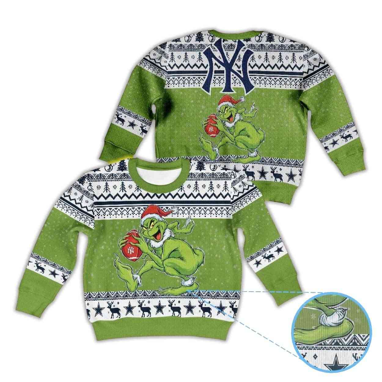 Grnch vs Yankees Ugly Christmas Sweater1 Grnch vs Yankees Ugly Christmas Sweater