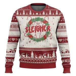 Heavy Metal Sleigher Xmas Pentagram Candy Cane Ugly Christmas Sweater