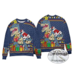 National Lampoon Santa On Dinosaur Ugly Chirstmas Sweater2