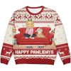 2025 Happy Pawlidays Cartoon Girl Personalized Ugly Christmas Sweater