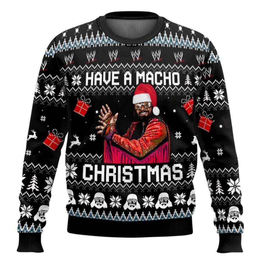 Have A Macho Xmas WWE Ugly Christmas Sweater Have A Macho Xmas WWE Ugly Christmas Sweater