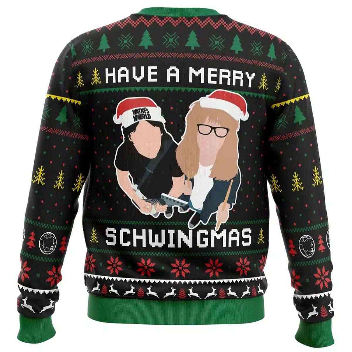 2025 Have A Merry Schwingmas Wayne’s World Ugly Christmas Sweater 2025 Have A Merry Schwingmas Wayne’s World Ugly Christmas Sweater