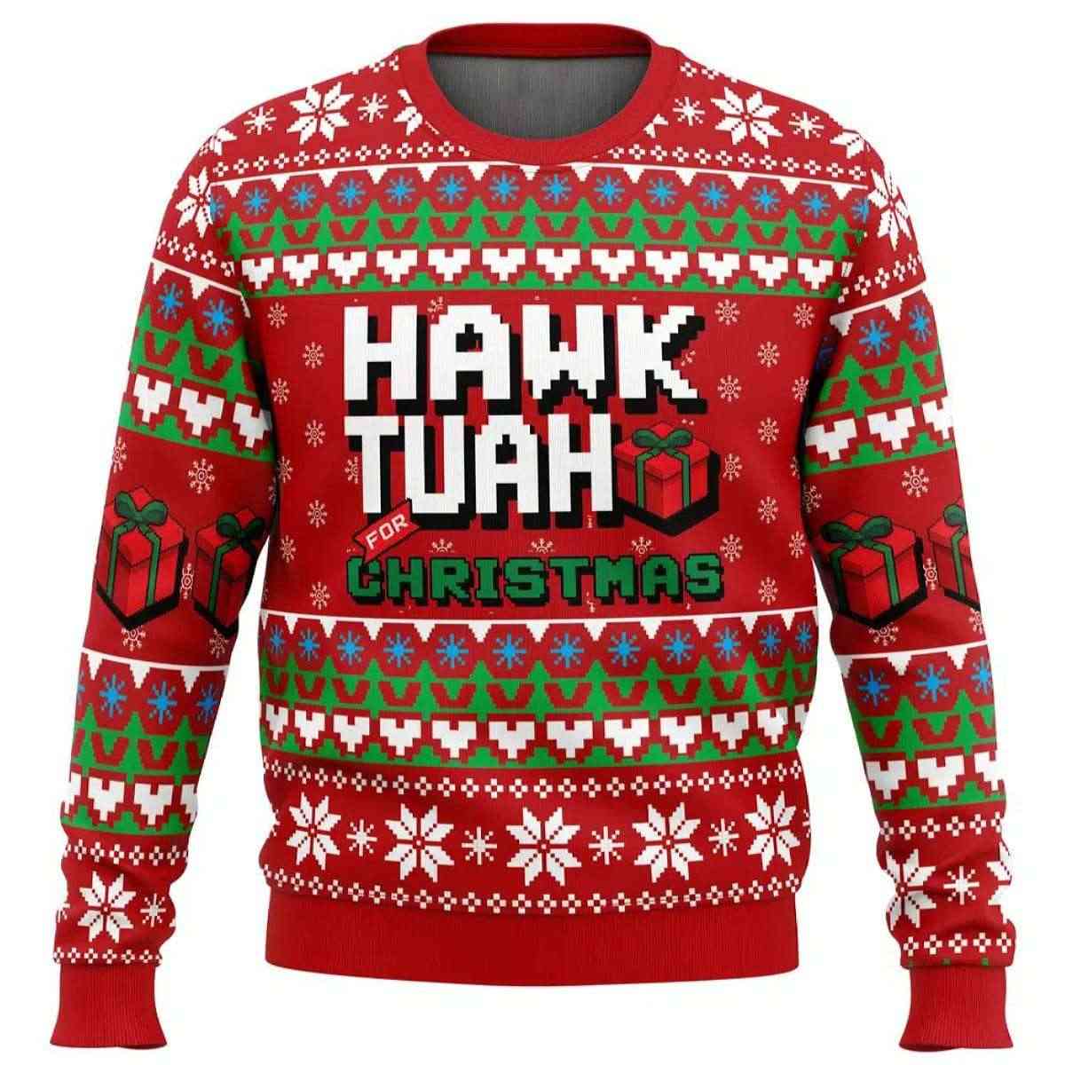 Hawk Tuah For Christmas Ugly Christmas Sweater Hawk Tuah For Christmas Ugly Christmas Sweater