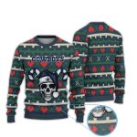 Heart Pattern Cowboys Skull Candy Cane Santa Hat Ugly Christmas Sweater