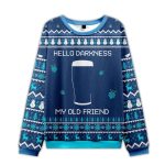 2025 Hello Darkness My Old Friend Blue Ugly Chirstmas Sweater