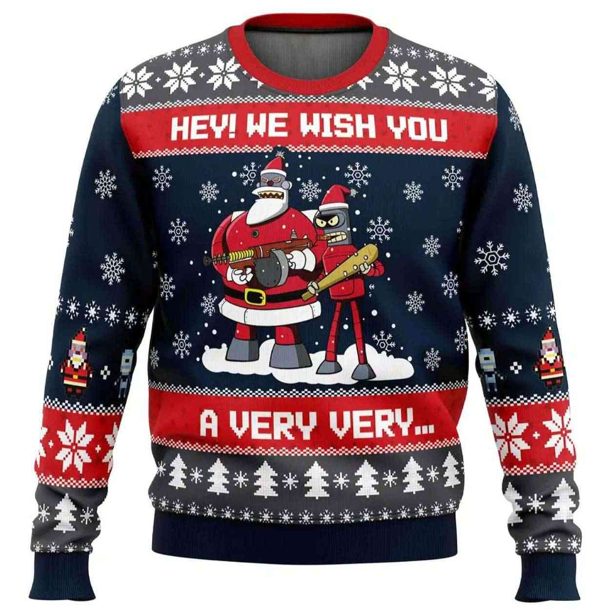 Hey We Wish You a Futurama Ugly Christmas Sweater Hey We Wish You a Futurama Ugly Sweater