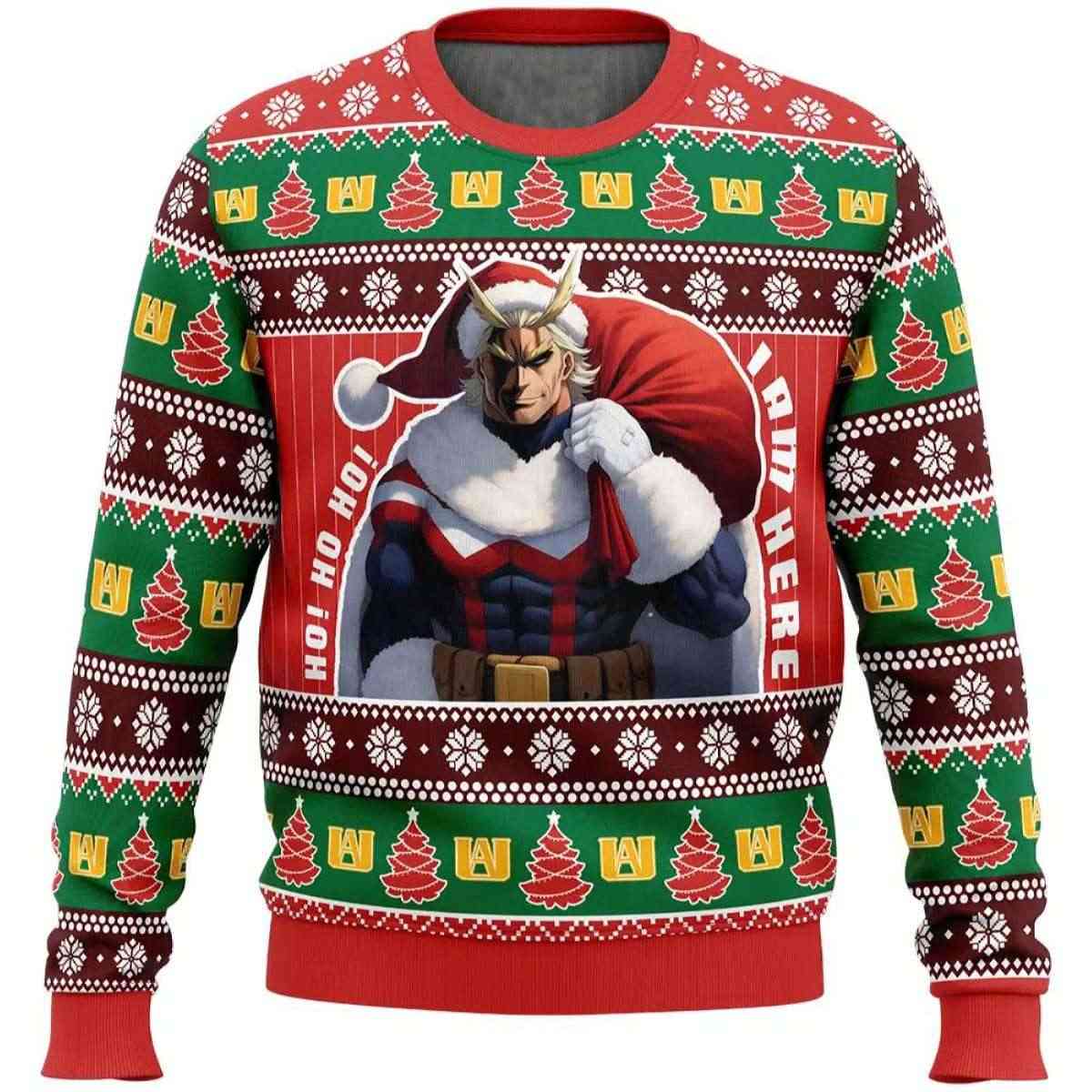 Ho Ho Ho I Am Here My Hero Academia Ugly Christmas Sweater Ho Ho Ho I Am Here My Hero Academia Ugly Christmas Sweater