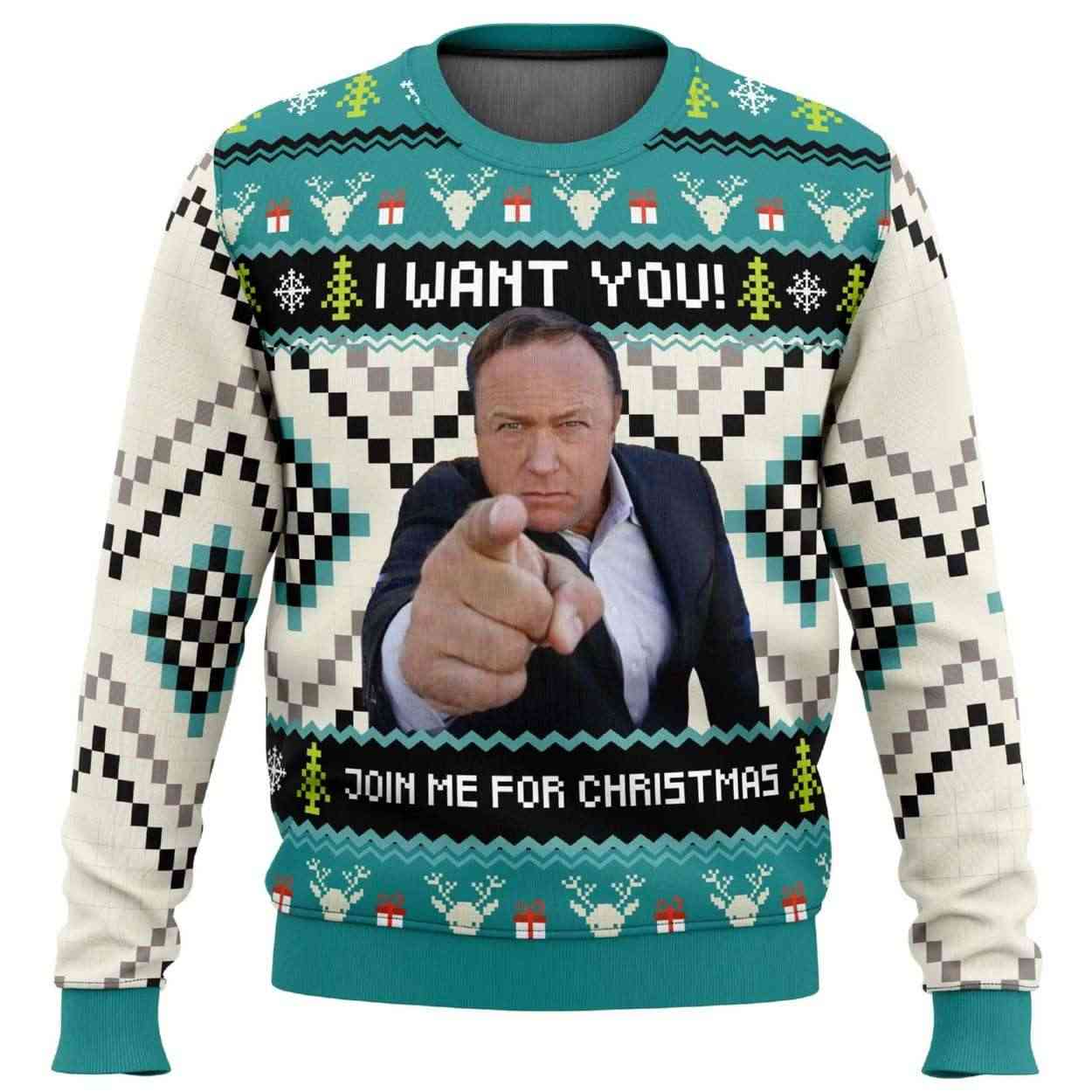 I Want You Alex Jones Ugly Christmas Sweater I Want You Alex Jones Ugly Christmas Sweater