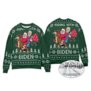 Santa Claus Riding With Joe Biden Ugly Christmas Sweater