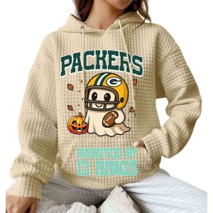 2025 Packers Haunted By 13 Rings Waffle Hoodie2