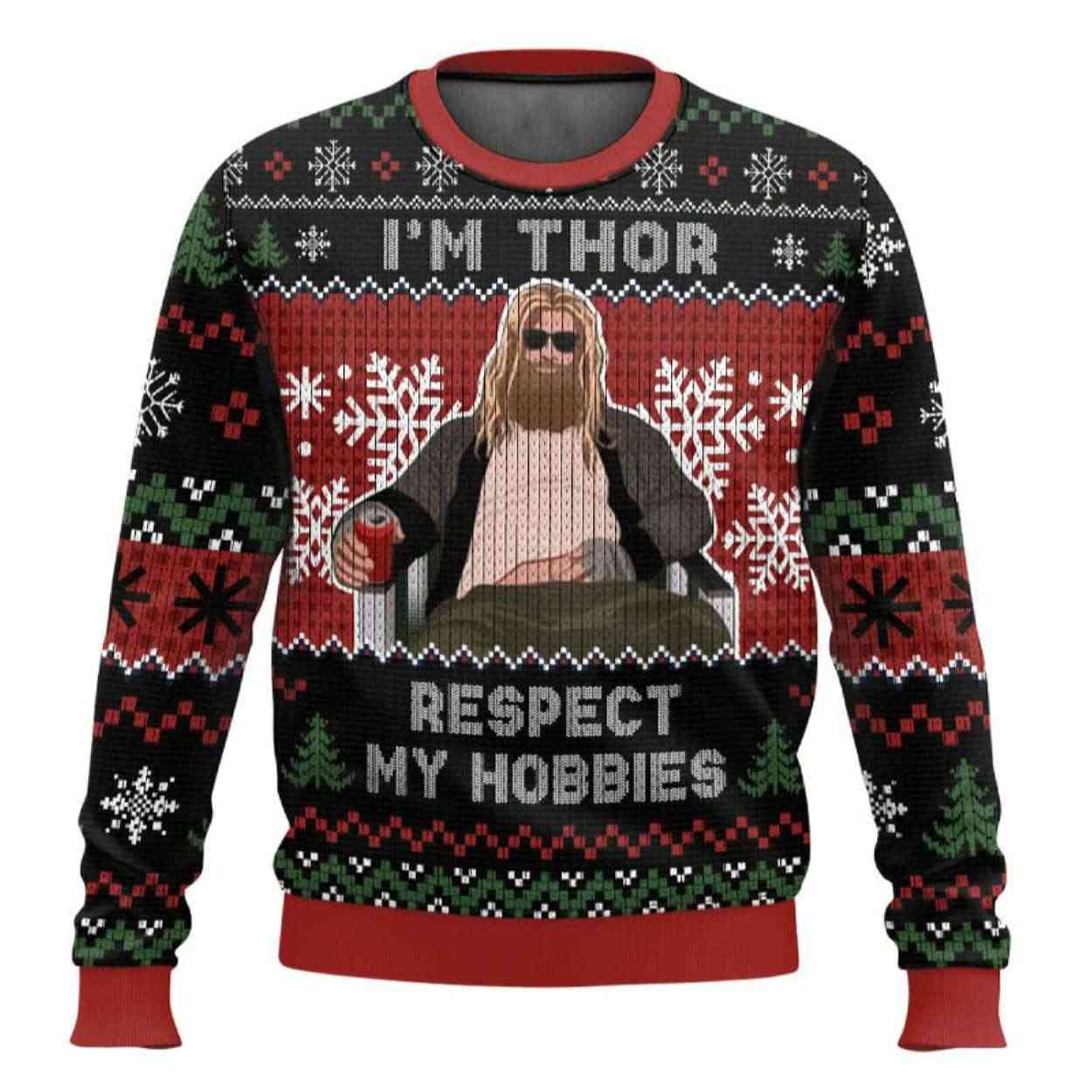 Im Thor Respect My Hobbies Marvel Ugly Christmas Sweater Im Thor Respect My Hobbies Marvel Ugly Christmas Sweater