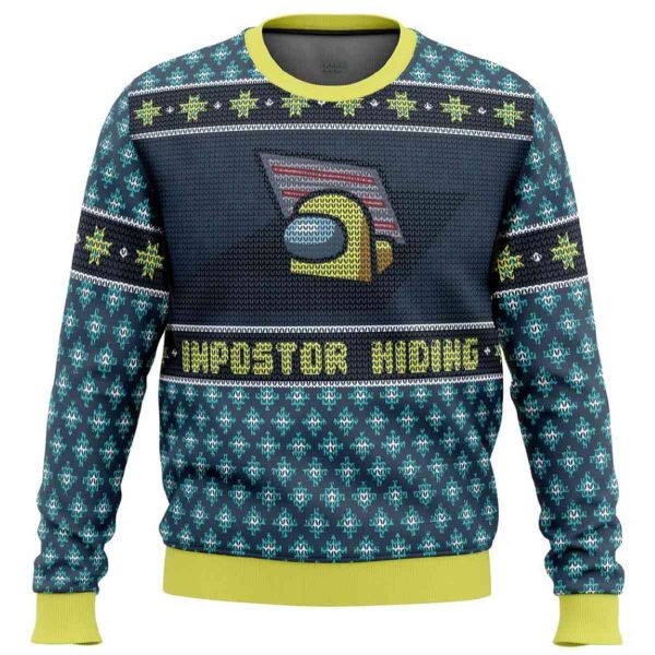 2025 Impostor Hiding Among Us Ugly Christmas Sweater