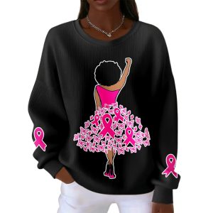 Black Girl Breast Cancer Awareness Ribbed Sweatshirt 2 Black Girl Breast Cancer Awareness Ribbed Sweatshirt2