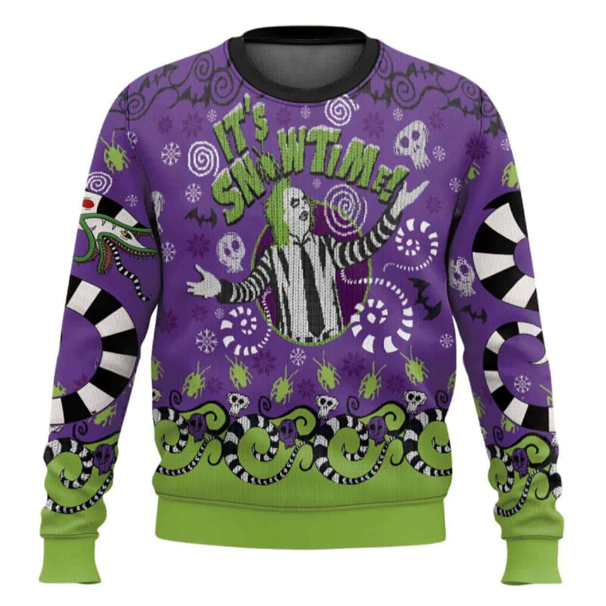 Its Snowtime Beetlejuice Ugly Christmas Sweater It's Snowtime Beetlejuice Ugly Christmas Sweater