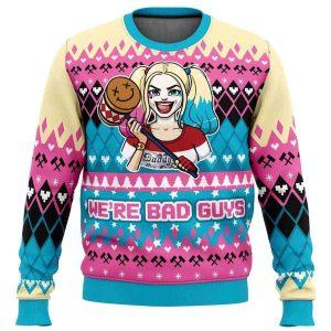2025 We’re Bad Guys Harley Quinn DC Comics Ugly Christmas Sweater