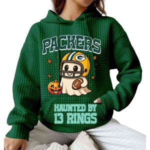 2025 Packers Haunted By 13 Rings Waffle Hoodie4