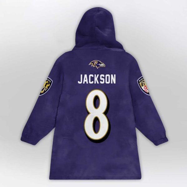 Jackson 8 Ravens Nobody Cares Work Harder Blanket Hoodie