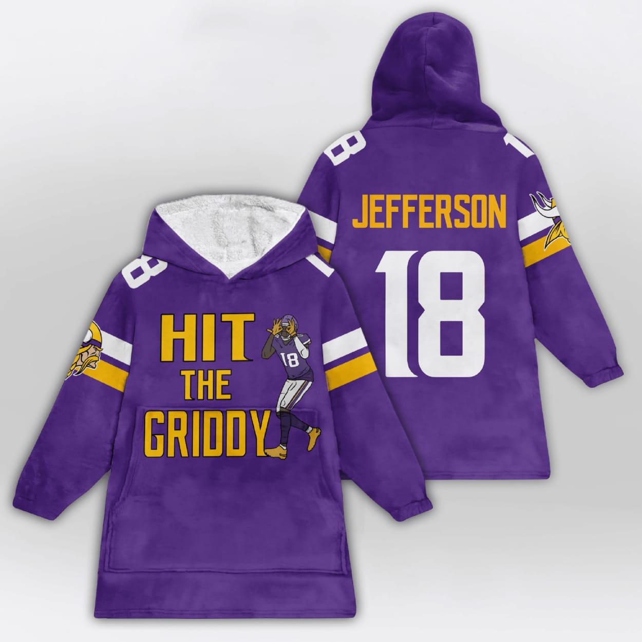 Jefferson 18 Vikings Hit The Griddy Blanket Hoodie Jefferson 18 Vikings Hit The Griddy Blanket Hoodie