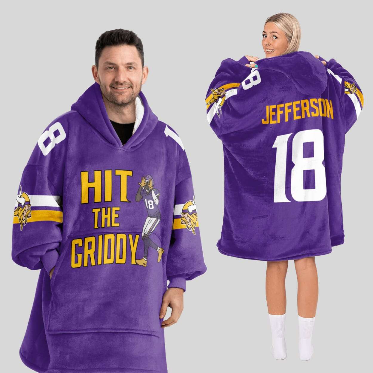 Jefferson 18 Vikings Hit The Griddy Blanket Hoodie Jefferson 18 Vikings Hit The Griddy Blanket Hoodie