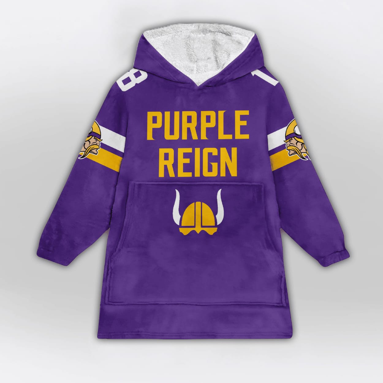 Jefferson 18 Vikings Purple Reign Blanket Hoodie Jefferson 18 Vikings Purple Reign Blanket Hoodie