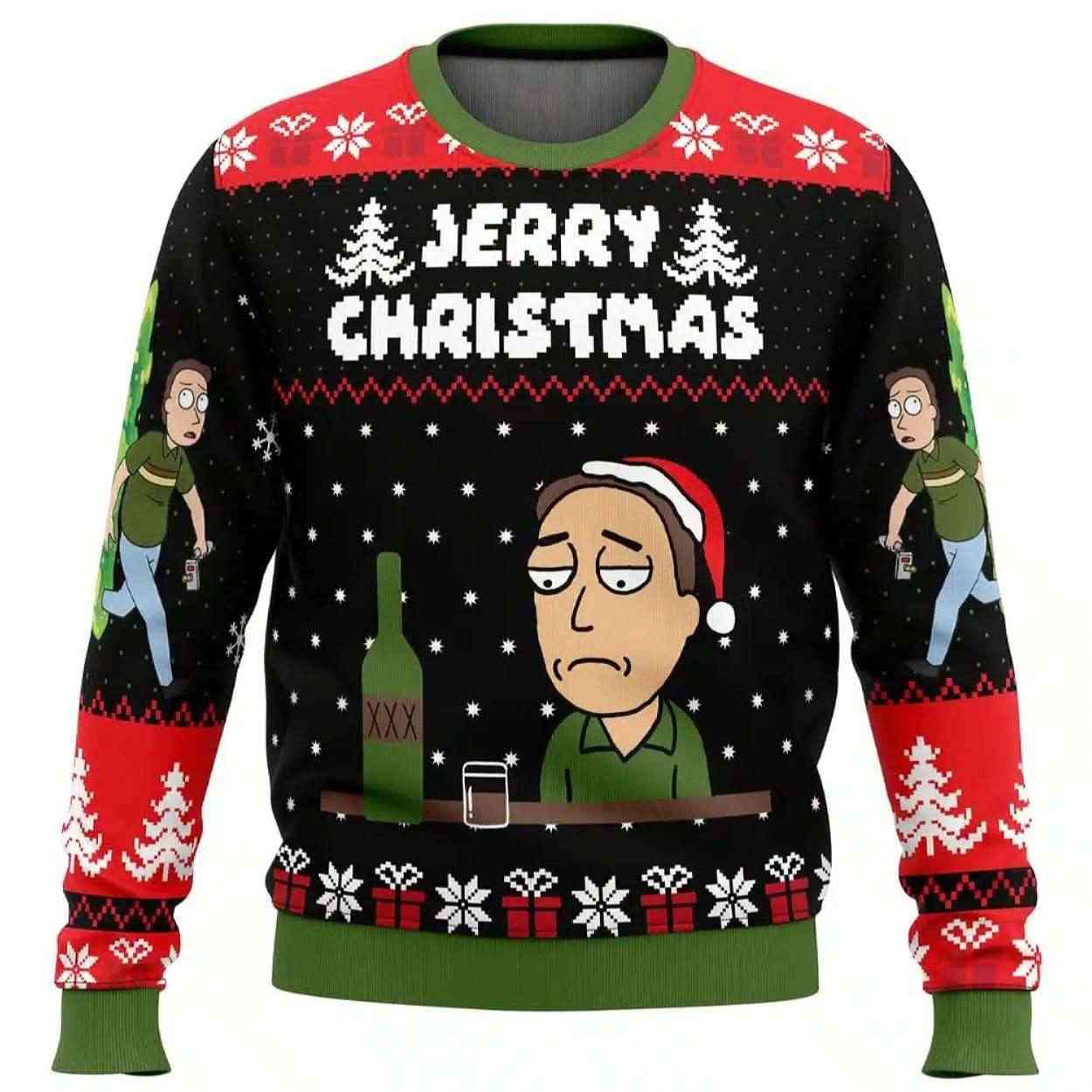 Jerry Christmas Rick and Morty Ugly Christmas Sweater Jerry Christmas Rick and Morty Ugly Christmas Sweater