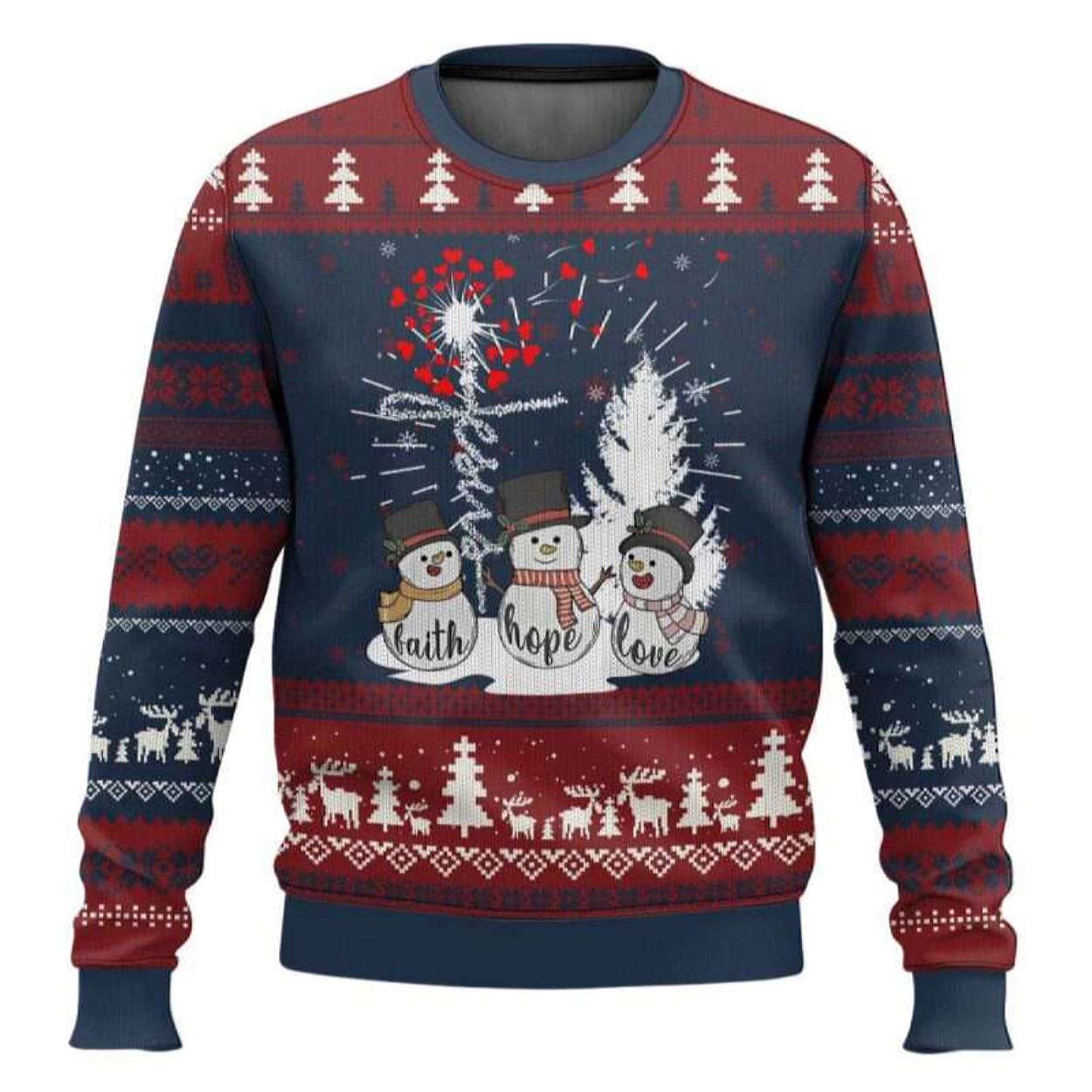Jesus Christian Faith Hope Love Snowman Ugly Christmas Sweater Jesus Christian Faith Hope Love Snowman Ugly Christmas Sweater