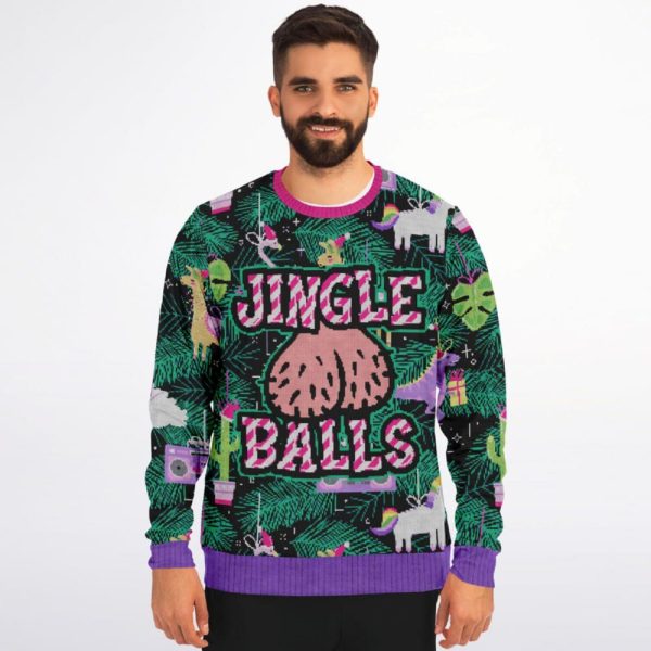 Jingle Balls Llama Unicorn Funny Ugly Christmas Sweater