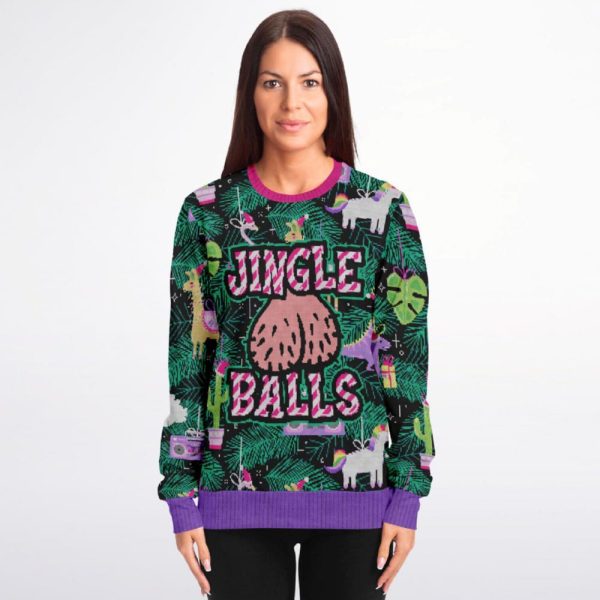 Jingle Balls Llama Unicorn Funny Ugly Christmas Sweater