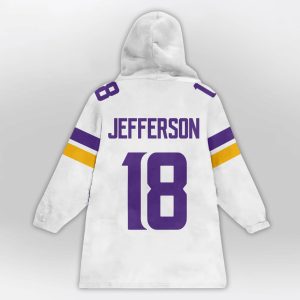 Justin Jefferson 18 Captain Vikings Signature Blanket Hoodie2