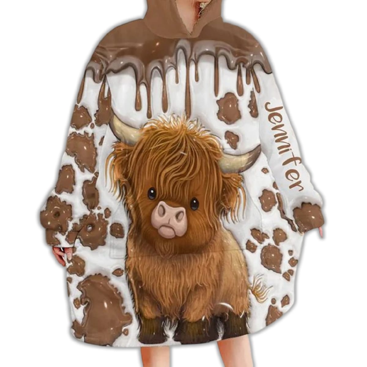 Just A Girl Who Loves Highland Cow Personalized Blanket Hoodie Just A Girl Who Loves Highland Cow Personalized Blanket Hoodie