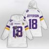 Justin Jefferson 18 Captain Vikings Signature Blanket Hoodie