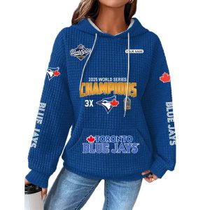Blue Jays 2025 3X World Series Champions Waffle Hoodie