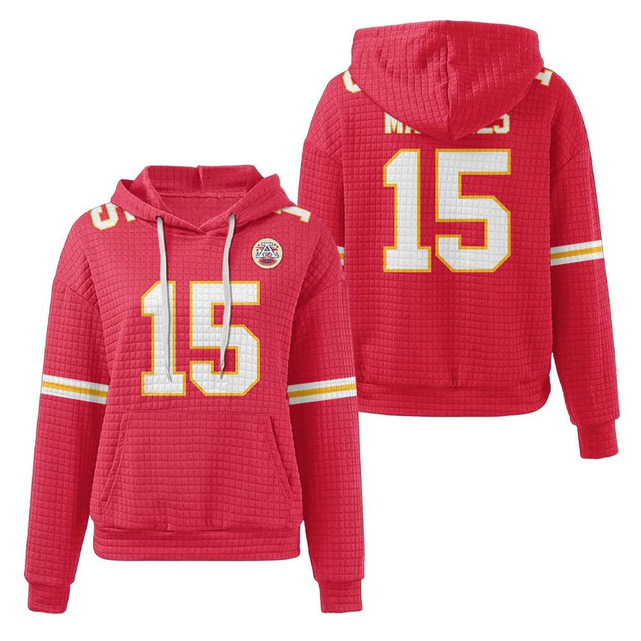 Kansas City Patrick Mahomes 15 Waffle Hoodie Kansas City Patrick Mahomes 15 Waffle Hoodie