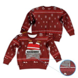 Raiders Santa Stuck In Chimney Ugly Christmas Sweater1