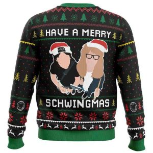 2025 Have A Merry Schwingmas Wayne's World Ugly Christmas Sweater 1 Have A Merry Schwingmas Waynes World Ugly Christmas Sweater1