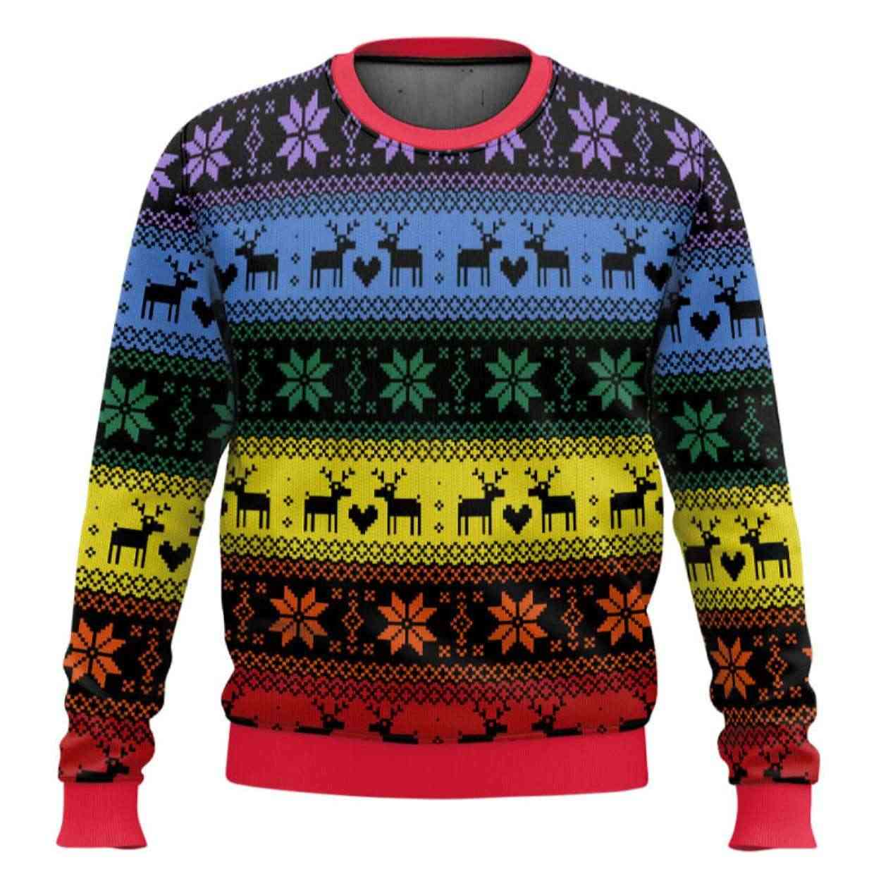 LGBT Rainbow Deer LGBT Support Ugly Christmas Sweater LGBT Rainbow Deer LGBT Support Ugly Christmas Sweater