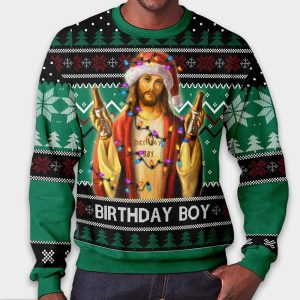 Funny Jesus Birthday Ugly Christmas Sweater1