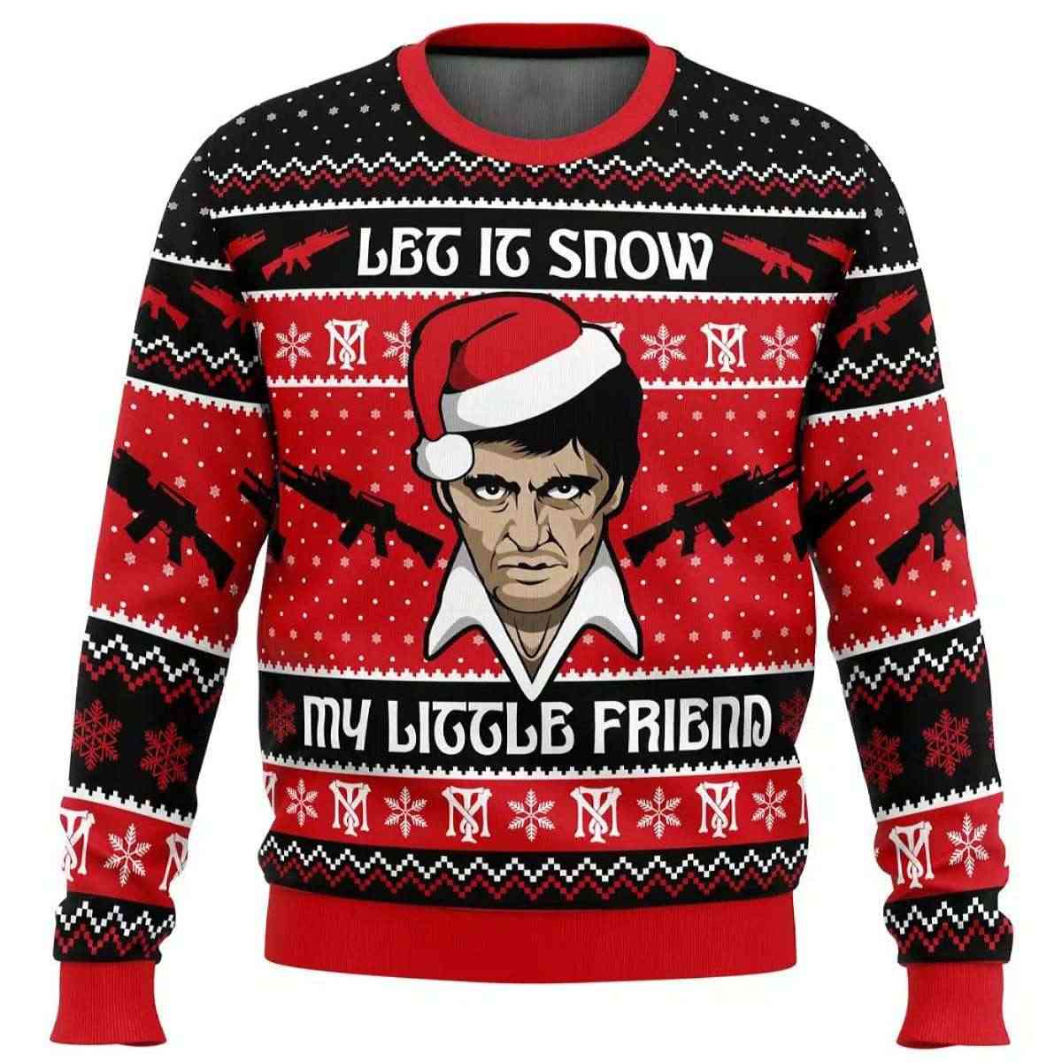 Let It Snow Scarface Ugly Christmas Sweater Let It Snow Scarface Ugly Christmas Sweater