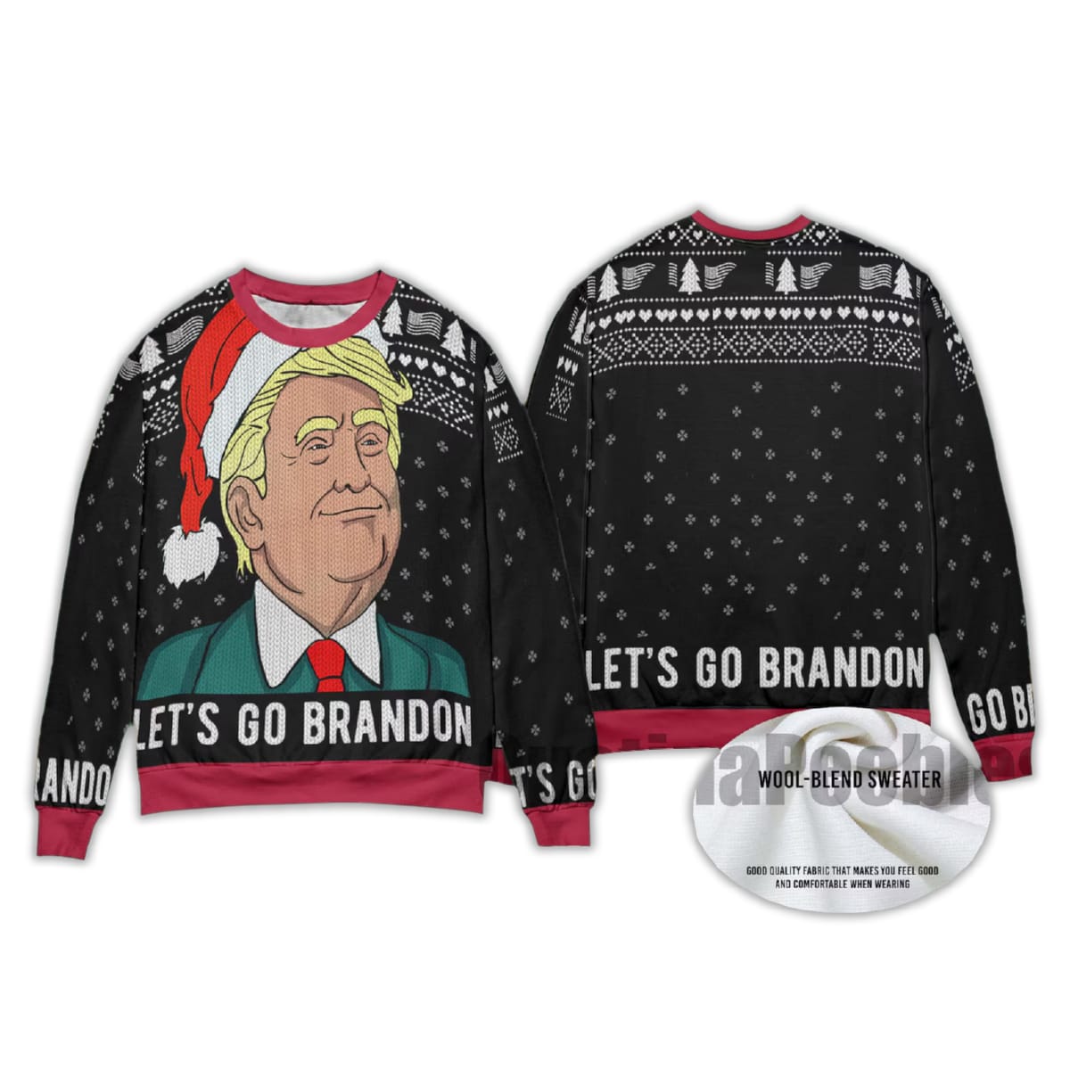 Lets Go Brandon With Trump Ugly Christmas Sweater Let's Go Brandon With Trump Ugly Christmas Sweater