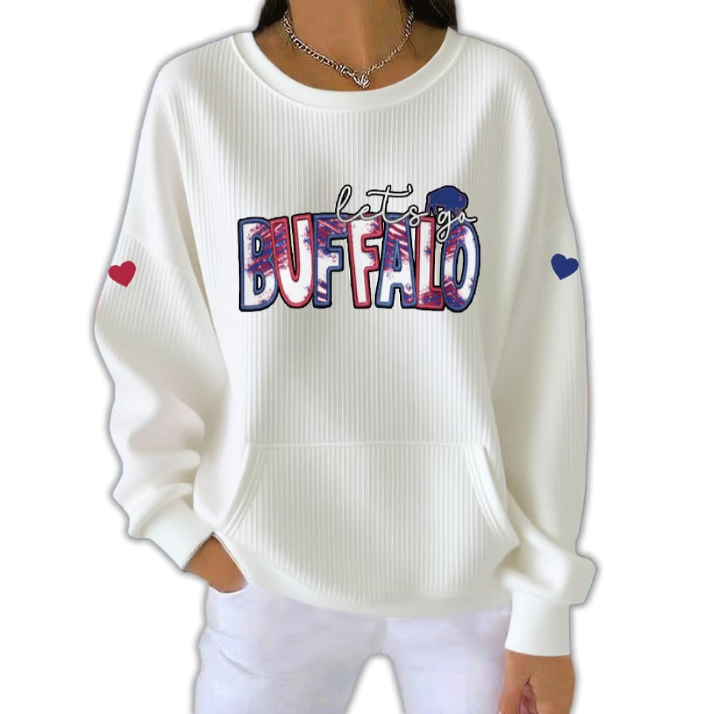Lets Go Buffalo Pit Striped Sweatshirt Let's Go Buffalo Pit Striped Sweatshirt
